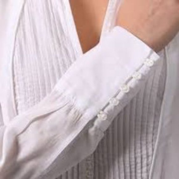 Free People White Pintuck Long Sleeve Tunic Blouse - Picture 15 of 16